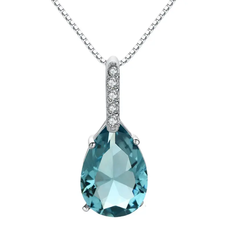 Beakwind nouveauté 2023 argent en acier inoxydable bijoux de mode bleu cristal larme pierres précieuses pendentif collier pour les femmes