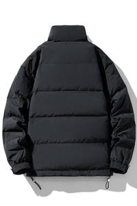 Chaqueta de Plumón Personalizada para Hombre con Cuello Alto - Chaqueta Acolchada Moderna, Gruesa y Cálida con Cierre de Botones de Color Sólido - Product Image 4