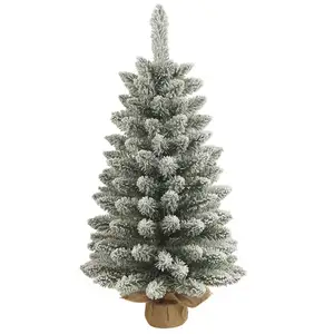 Aguja de pino personalizada de alta calidad, 120-300cm, hoja de PVC de baya roja, verde, grande, árbol de Navidad automático con puntas aterciopeladas de nieve blanca