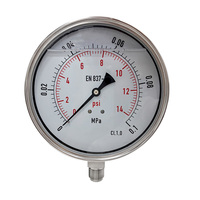 SPR 160mm All Stainless Steel Liquid Filled Pressure Gauge EN 837-1 0-0.1 MPa 0-14 psi High Precision CL 1.0 Manometer
