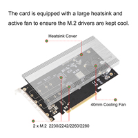 IOCREST Contrôleur de bifurcation avec deux ports M.2 NVMe, interface PCIe 3.1 X16 (largeur de bande X8), 2x M-Key, RAID0/1, pour système de démarrage