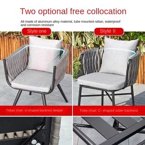 Modern İskandinav açık bahçe seti Metal dokuma halat sandalyeler taş döşeme masa avlu teras Villa eğlence güneşlik 4-Seater - Product Image 3