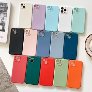 Tschick casing silikon cair lunak tahan guncangan, pelindung belakang ponsel TPU mewah untuk iPhone 15 13 14 Pro Max 11 Pro 15 Pro