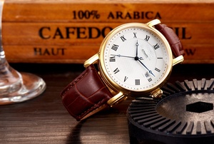Reloj Mecánico para Hombre, Correa de Cuero Genuino, Resistente al Agua, Fecha Automática, Diseño Simple, Conjunto de Relojes de Zafiro para Pareja - Product Image 3