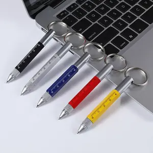 Stylo à outils 6 en 1 en métal, mini stylo à outils à anneau multifonction de haute qualité