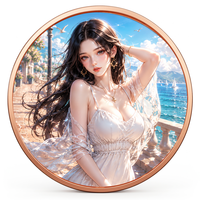 Pièce de monnaie en cuivre pur 999 de 1 oz, couleur cuivre, haute relief, thèmes variés, édition collector 3D sur le thème de la beauté