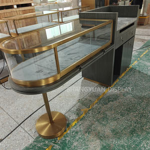 Mostrador de exhibición de joyería de Metal de nuevo diseño, banco de trabajo de vidrio de arco, vitrina de joyería de lujo - Product Image 3
