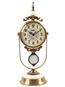 Armens 6905 phong cách Châu Âu Thời Trang Retro sáng tạo kim loại lớn ngọc bích bàn đá cẩm thạch nhà im lặng đồng hồ Thế Giới - Product Image 2