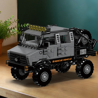 MOULD KING 24102 Ensemble de blocs de construction de modèle de véhicule de sauvetage, briques MOC, camion à assembler, jouets de puzzle pour voiture, cadeau de Noël