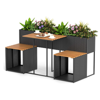 Table surélevée en rotin tressé à prix abordable, ensemble de mobilier de patio extérieur pour plantes aromatiques et fleurs