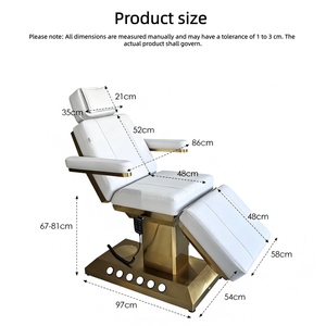 <span class=keywords><strong>Table</strong></span> <span class=keywords><strong>de</strong></span> <span class=keywords><strong>massage</strong></span> moderne, portable et pliable <span class=keywords><strong>de</strong></span> luxe avec base dorée, cadre en acier inoxydable et revêtement en cuir PU, 3 moteurs - Product Image 6