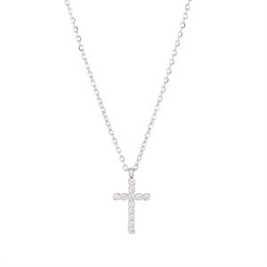 Simple <b>Titanium</b> Jewelry Wedding Gifts Stainless Steel Jewelry Cross Pendant Zircon Necklace for Women - Product Image 1