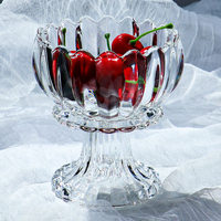 Bol à fruits et noix en verre sur pied haut, style chinois créatif et unique, pour salle à manger et maison