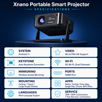 Mini projecteur Xnano Android 11 avec WiFi Bluetooth, prise en charge 4K UHD, projecteur intelligent portable, home cinéma, projecteur vidéo extérieur