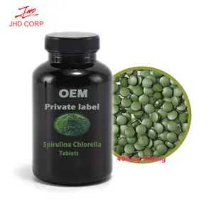 Stok EU grosir JHD alami USDA & EU tablet Spirulina klorella massal organik 500mg 400mg