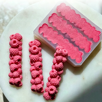 Moule en silicone à 3 cavités pour framboises, réutilisable, antiadhésif, pour décorer des éclairs, moule à chocolat, bonbons, savon, plâtre, outils de pâtisserie DIY