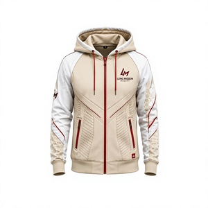 Veste polaire à capuche pour homme Long Mission, manches raglan, fermeture éclair, respirante, coupe classique, 100% coton, vêtements d'hiver - Product Image 1