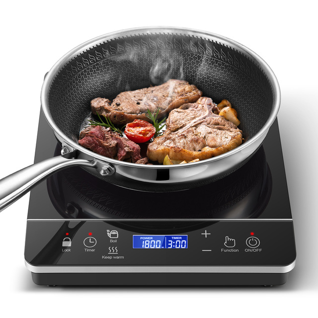 Portable Induction Cooktop Burner, 1800W Induction Hot Plate with LCD Touch , 20 Cooking Modes & 3-Hour Timer