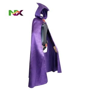 Disfraz de Raven para Adolescentes, Mono Negro para Mujer, Capa Morada con Capucha, Traje de Fiesta de Halloween - Product Image 2