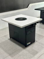 Table de barbecue coréen sans fumée avec plateau en marbre et purification d'air autonettoyante, sans conduit d'évacuation requis, usage commercial