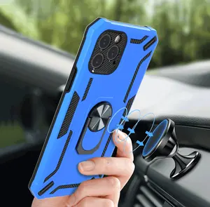 Drop Shipping Dual Protective 2 in 1 TPU PC Metal Ring Holder Shockproof TPU PC Phone Case for iPhone 12 Pro Max 11 XR Cover