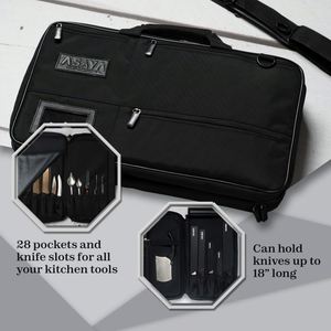 Échantillon gratuit : Sac de transport pour couteaux de chef, 20 poches au total, pour couteaux et ustensiles de cuisine, en toile cirée résistante aux taches, pour étudiants en cuisine - Product Image 4