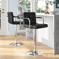 Tabourets de bar en gros, réglables en hauteur, pivotants, rembourrés en cuir PU, pour table avec accoudoirs