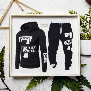 เซ็ตเสื้อสเวตเชิ้ต2ชิ้นมีฮู้ดมีกระเป๋าพิมพ์ลายระบายอากาศมีเชือกรูด - Product Image 2