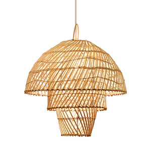 Lustre rond en rotin de bambou de style japonais, lumière chaude LED E27 pour restaurant, bar, salon de thé, maison d'hôtes - Product Image 5