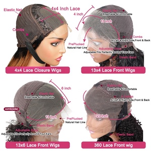 Ms <span class=keywords><strong>Mary</strong></span>-pelucas con ondas profundas y encaje frontal, cabello humano virgen brasileño, sin pegamento, 180% de densidad, HD - Product Image 6