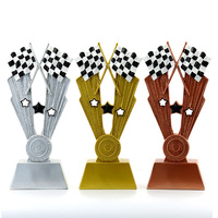 Trophée personnalisé en polyrésine de course à moteur, médailles, en résine, pour équipe de sport, de course automobile, souvenir