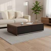 Ensemble de table basse contemporaine en bois avec cadre en bois naturel et tiroir