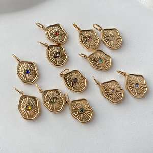 EManco Colgante Geométrico Brillante y Colorido con Diamantes de Imitación, Ojo Turco, Amuleto Vintage para Mujer y Niña, de Acero Inoxidable 14K - Product Image 6