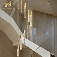 Lustre en acrylique personnalisé Hôtel Villa Escalier Décoration Cristal Suspension à LED