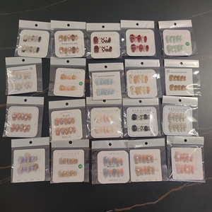 <span class=keywords><strong>Uñas</strong></span> Acrílicas de Diseño Aleatorio al por Mayor, 10 Piezas, <span class=keywords><strong>Uñas</strong></span> Postizas Hechas a Mano Reutilizables de Alta Calidad - Product Image 3
