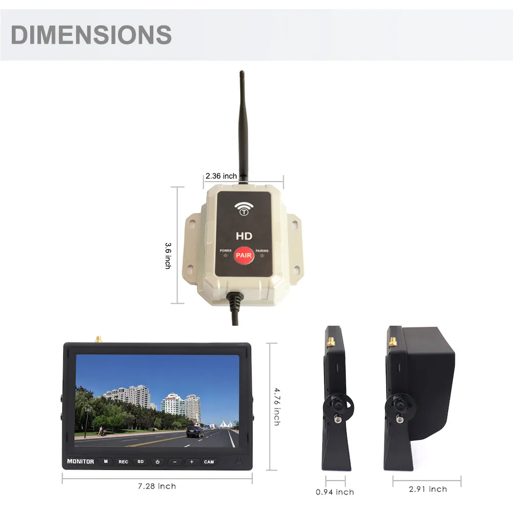 7 ''kỹ thuật số màn hình không dây với 1080P không thấm nước AHD Transmitter kit, nâng cấp có dây của bạn AHD máy ảnh để hệ thống không dây