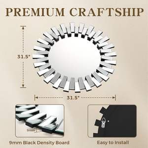 Miroir Mural Rond Décoratif Vintage en Bois Doré 3D de Luxe pour Salon, Salle à Manger et Maison - Vente en Gros - Product Image 4