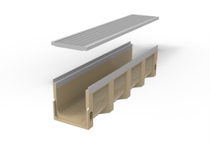 Grondaia di scarico per grondaia in resina resistente alla corrosione U200 con copertura in acciaio inossidabile - Product Image 2