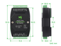 Módulo de Monitoreo Industrial de 4 Canales CC, Adquisición de Alta Precisión de 16 bits, Admite Medición de Voltaje y Corriente, Modbus RTU