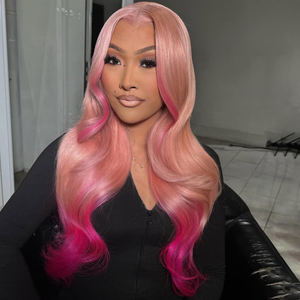 Peluca de <span class=keywords><strong>Cabello</strong></span> Humano Virgen con Frente de Encaje, Ombre <span class=keywords><strong>Rosa</strong></span> <span class=keywords><strong>Pastel</strong></span> Claro, Ombre 13X6 13X4, Ondulado, para Mujeres Negras, Venta al Por Mayor - Product Image 1