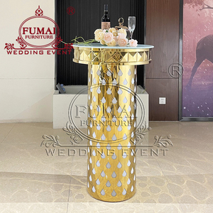 Luxury Gold Stainless Steel Wedding Event <b>Cocktail</b> Wire Bar <b>Table</b> - Product Image 5