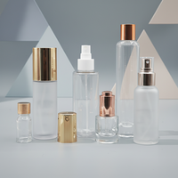 Capuchon doré brillant pour flacon pulvérisateur en plastique PET, emballage cosmétique, flacon pompe pour lotion avec impression sérigraphique