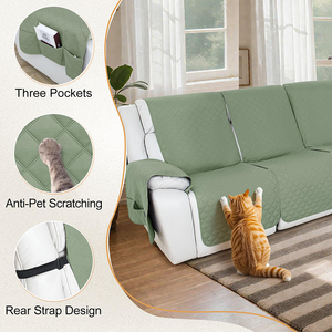 Áo phủ ghế <span class=keywords><strong>sofa</strong></span> chất lượng cao màu xanh xám nhạt, chống thấm, chống trơn trượt, phong cách châu Âu, chống trầy xước, bảo vệ toàn diện 360 độ, chống trầy xước do vật nuôi. - Product Image 2