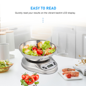 5KG/<span class=keywords><strong>11LBS</strong></span> สแตนเลสสตีลแพลตฟอร์มดิจิตอลอิเล็กทรอนิกส์อาหารครัวขนาดแบบพกพาเครื่องชั่งผงเหลว - Product Image 4