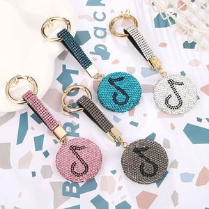 New Shiny Diamond Double-Sided <b>Mirror</b> Keychain Cute Cat Portable Mini Folding <b>Crystal</b> Luxury Pendant Metal Keychain Wholesale - Product Image 2