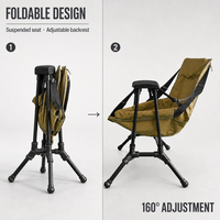 Fauteuil balançoire pliant Venture Tails pour extérieur, plage, pêche, voyage, parc, en alliage d'aluminium 7075, tissu Oxford 600D, avec appui-tête, portable