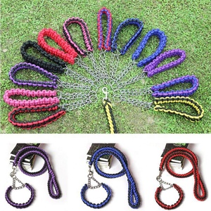 Cuerda de doble hebra hecha a mano de nailon 2 en <span class=keywords><strong>1</strong></span>, hebilla de cadena P de Metal grande, entrenamiento de mascotas, cuerda de tracción tejida, conjunto de <span class=keywords><strong>Collar</strong></span> y correa para perro - Product Image 2