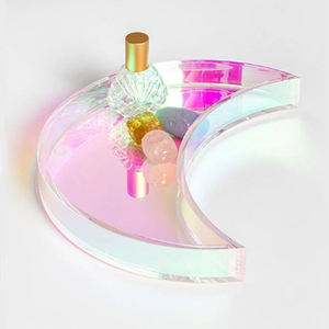 Plateau acrylique lune irisée palette demi-lune décorative plateau parfum arc-en-ciel plateau vanité demi-lune - Product Image 1
