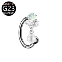 G23 Titanium 0.9 Tooth Pearl Pendant F136 Body Piercing Jewelry Lip Stud Ear Cartilage Stud Eyebrow Stud Lip Ring