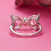 Bague pierre principale s925 argent sterling plaqué or blanc bague coeur girly bijoux femme